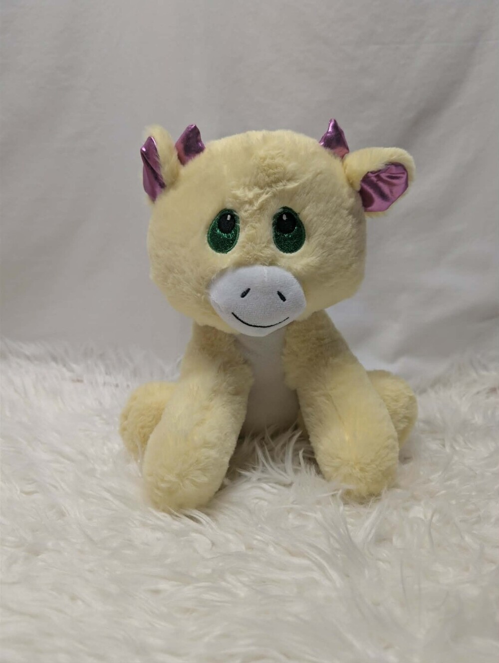 Nwot Plush Yellow Unicorn Stuffed Toy with Green Eyes